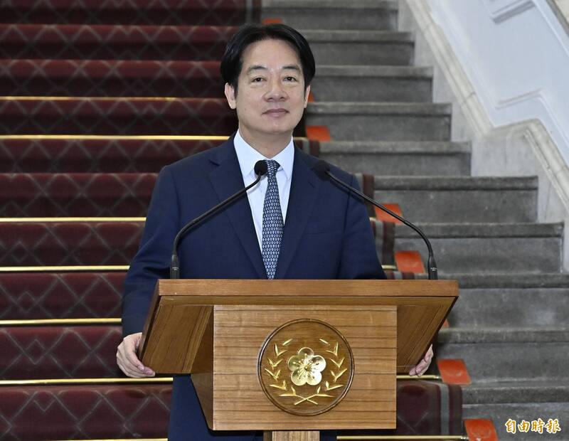 總統賴清德召開國安高層會議後發表談話。（記者陳志曲攝）