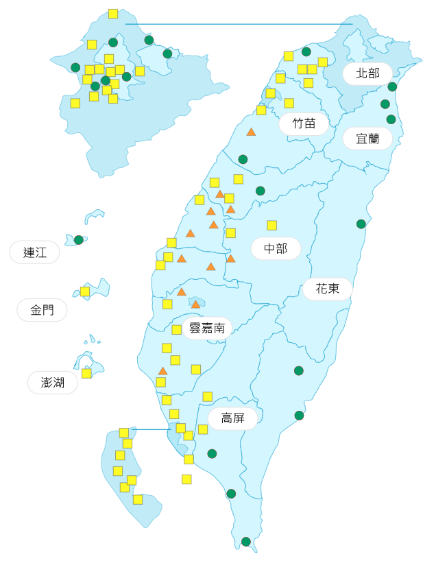 今日各地空氣品質概況。(圖擷取自環保署空氣品質監測網) 今日各地空氣品質概況。(圖擷取自環保署空氣品質監測網)