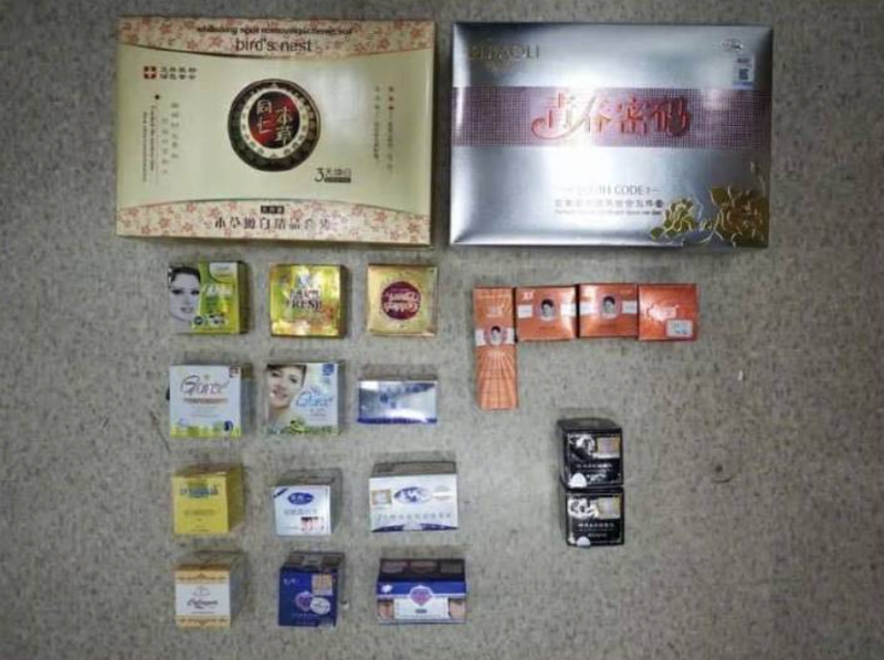 中國55套美白化妝品檢驗後，被檢測出汞含量全都超標，最嚴重者達到6399倍。（圖擷自微博）