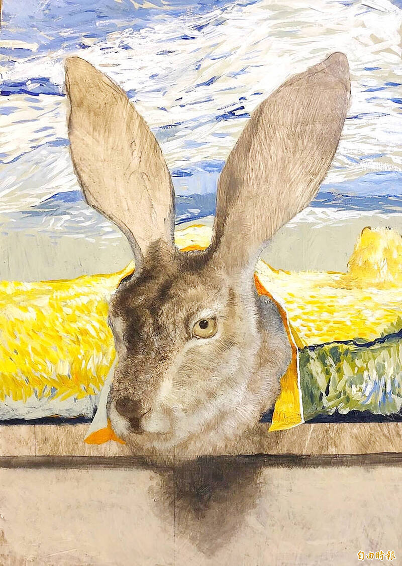 The Rabbit, a painting by late artist Tsao Teng-hung, pictured in an undated photograph.
Photo copied by Yao Yueh-hung, Taipei Times
The Rabbit, a painting by late artist Tsao Teng-hung, pictured in an undated photograph.
Photo copied by Yao Yueh-hung, Taipei Times
