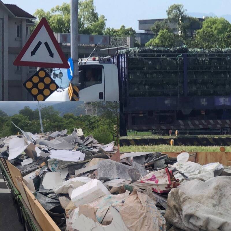 不肖業者招攬載運蔬菜回頭車運送廢棄物回宜蘭。(圖由宜縣環保局提供) 不肖業者招攬載運蔬菜回頭車運送廢棄物回宜蘭。(圖由宜縣環保局提供)