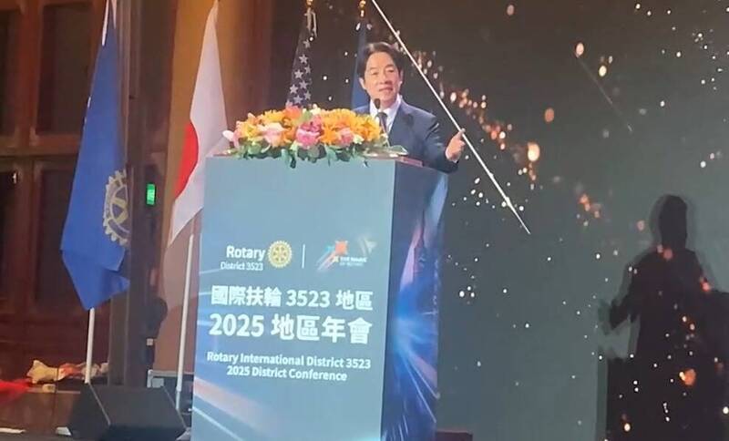 賴清德今出席國際扶輪社活動。(翻攝總統府影片) 賴清德今出席國際扶輪社活動。(翻攝總統府影片)