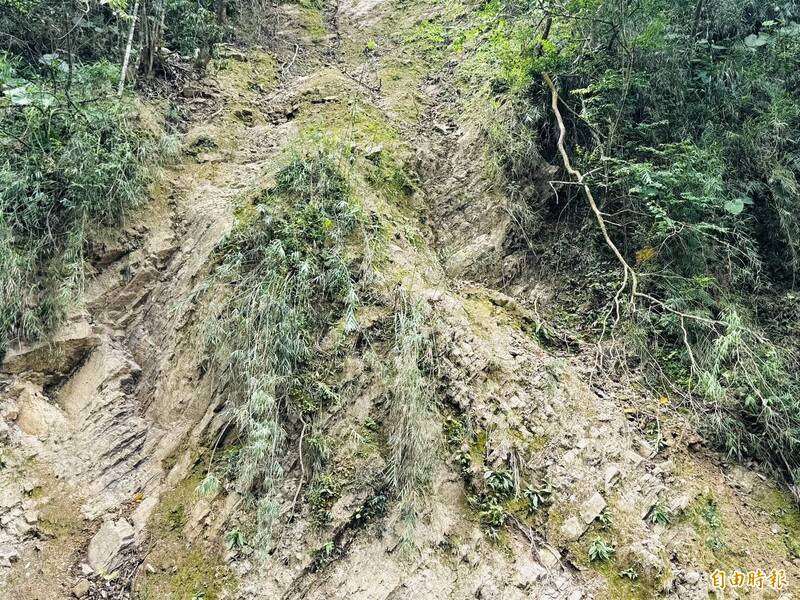 台18線35.25K土石有滑落之虞,即將進行邊坡護坡工程。(記者蔡宗勳攝) 台18線35.25K土石有滑落之虞,即將進行邊坡護坡工程。(記者蔡宗勳攝)