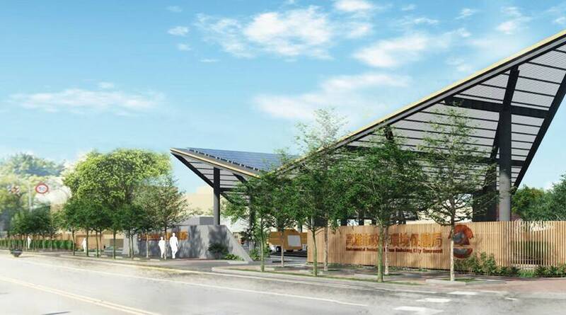 北鳳山清潔隊將重建停車場,並增設備勤室,打造飛鳳展翼意象。(示意圖) 北鳳山清潔隊將重建停車場,並增設備勤室,打造飛鳳展翼意象。(示意圖)