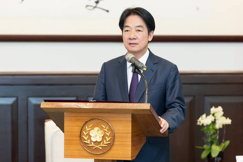 總統賴清德詞時說，台灣不僅是民主自由的堡壘，更是全球供應鏈不可或缺的節點，盼台美共享經濟與安全利益，發揮「1加1大於2」的量能。（總統府提供）