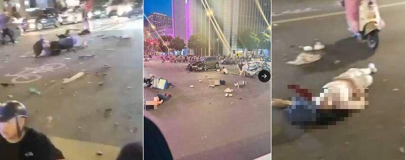中國福州昨日發生一起汽車衝撞人群事故，目前已知至少造成2人死亡，另有多人受傷。從網路傳出的影片，可見肇事車硬闖紅燈，撞上停等紅燈的車輛及前方行人，一旁群眾驚呼連連。（擷取自X）