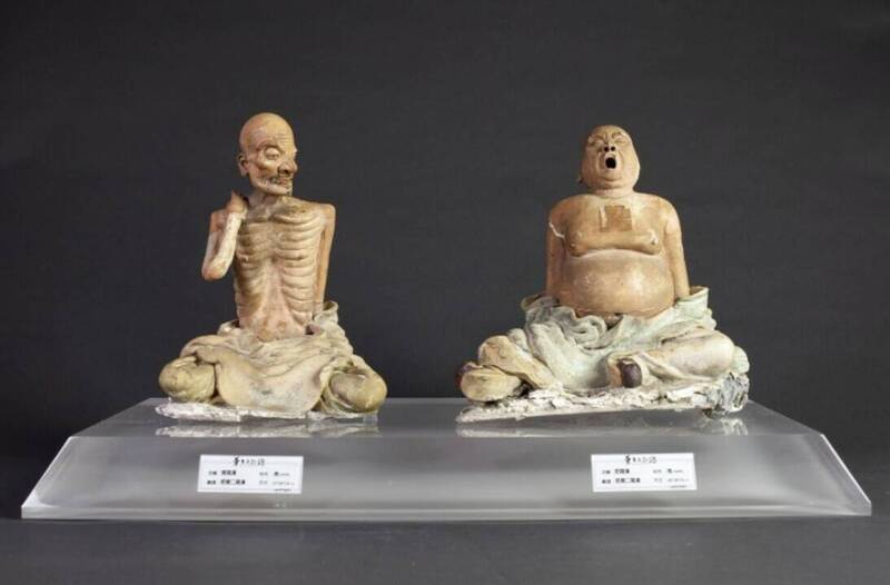 學甲慈濟宮的葉王交趾陶作品「 胖羅漢、瘦羅漢」。(學甲慈濟宮提供) 學甲慈濟宮的葉王交趾陶作品「 胖羅漢、瘦羅漢」。(學甲慈濟宮提供)