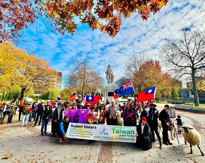 紐西蘭基督城僑團11日聯合舉辦「為台灣和平健走」（Peaceful Walk for Taiwan）遊行活動。（駐紐西蘭代表處提供）