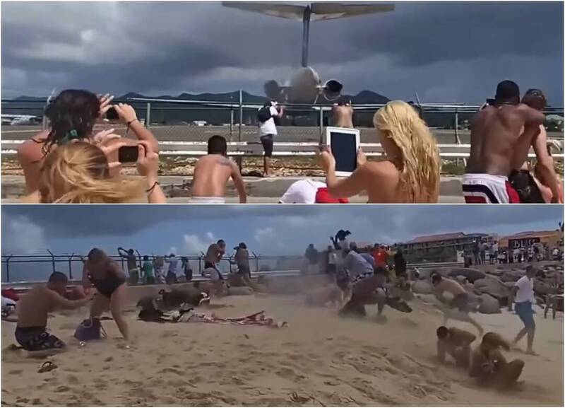 加勒比海荷屬聖馬丁島的瑪侯海灘(Maho Beach)多名遊客近日被一架低空起飛的客機強風吹倒,甚至有人被吹進海裡,畫面曝光後在社群平台瘋傳並引起外界矚目。(圖擷自「@NoContextHumans」X) 加勒比海荷屬聖馬丁島的瑪侯海灘(Maho Beach)多名遊客近日被一架低空起飛的客機強風吹倒,甚至有人被吹進海裡,畫面曝光後在社群平台瘋傳並引起外界矚目。(圖擷自「@NoContextHumans」X)