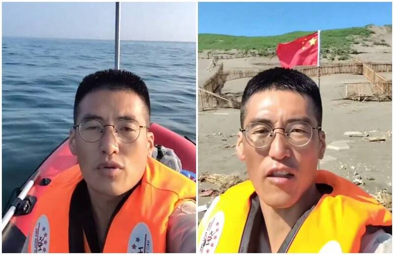 一名中國小粉紅在抖音PO出自己偷渡到桃園,還在海灘插上中共五星紅旗,「完成任務」後又自行回到中國,掀兩岸網友熱議。(圖翻攝自李老師不是你老師X平台) 一名中國小粉紅在抖音PO出自己偷渡到桃園,還在海灘插上中共五星紅旗,「完成任務」後又自行回到中國,掀兩岸網友熱議。(圖翻攝自李老師不是你老師X平台)
