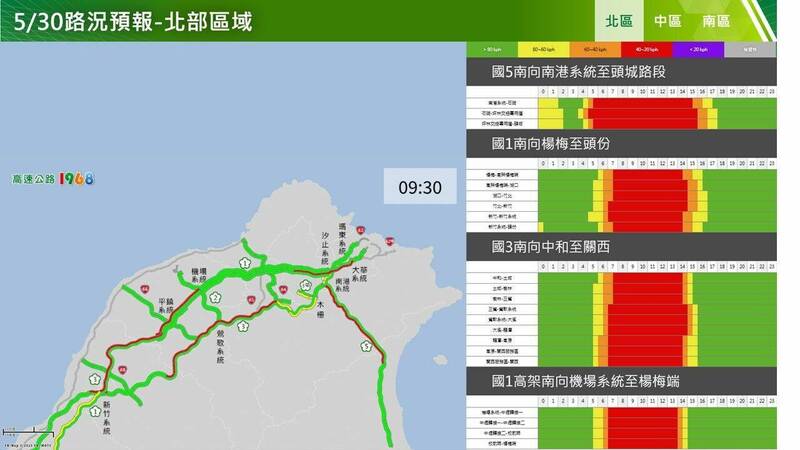 北區南向易塞車路段。(高公局提供) 北區南向易塞車路段。(高公局提供)