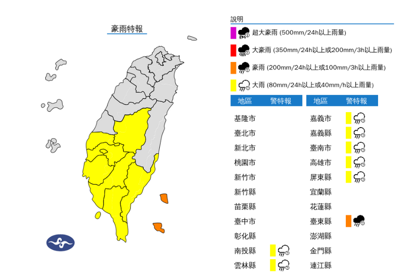 8縣市豪、大雨炸裂！ 中彰投雲發布「大雷雨即時訊息」