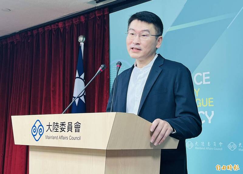 陸委會發言人梁文傑。(記者陳鈺馥攝) 陸委會發言人梁文傑。(記者陳鈺馥攝)