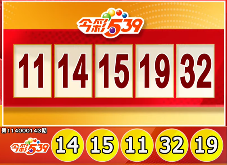 今彩539、39樂合彩開獎號碼。(擷取自三立iNEWS《全民i彩券》) 今彩539、39樂合彩開獎號碼。(擷取自三立iNEWS《全民i彩券》)