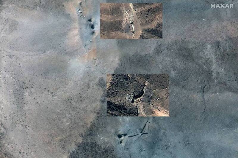 有專家根據地圖分析,這6個大洞是鑽地彈直攻福爾多地下設施最大的弱點「通風井」,足見美軍投彈精準。(合成圖) 有專家根據地圖分析,這6個大洞是鑽地彈直攻福爾多地下設施最大的弱點「通風井」,足見美軍投彈精準。(合成圖)