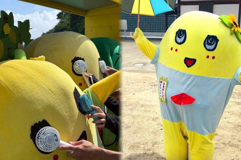 日本知名人氣吉祥物「船梨精」(ふなっしー)分享自己外出演出時的「防中暑奇招」,爆笑畫面在網上掀起熱烈討論。(圖擷取自@funassyi 社群平台「X」,本報合成) 日本知名人氣吉祥物「船梨精」(ふなっしー)分享自己外出演出時的「防中暑奇招」,爆笑畫面在網上掀起熱烈討論。(圖擷取自@funassyi 社群平台「X」,本報合成)