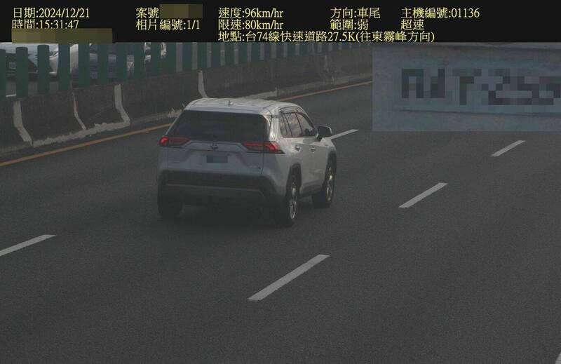 台74線測速照相桿執法，今年上半年共開出7530件超速罰單，共為市庫賺進2259萬。（台中市警局交大提供）