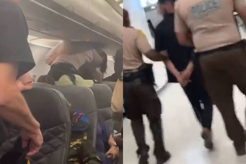 飛機上格鬥畫面曝！屁孩惹錯人腫了