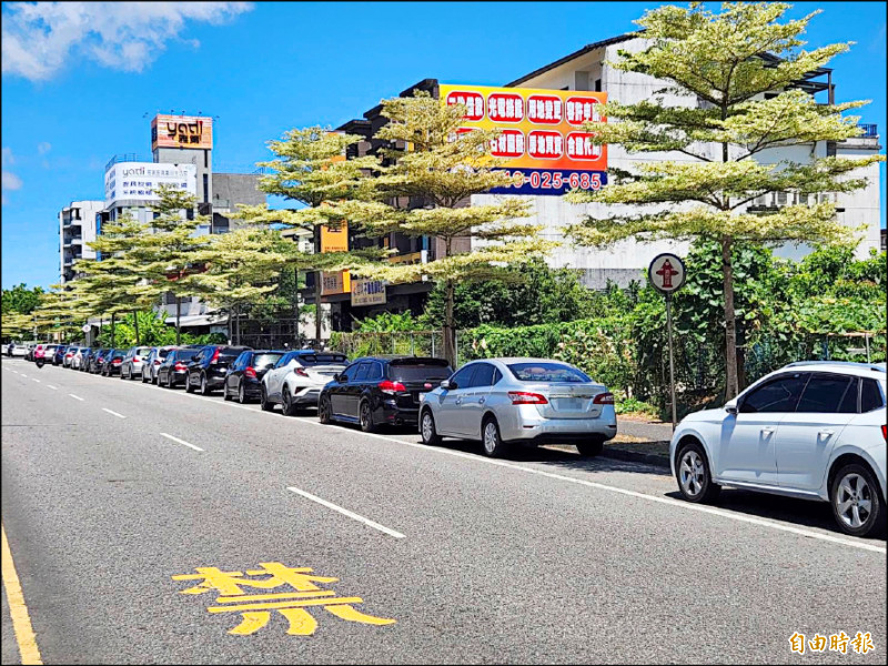 宜蘭市嵐峰路等道路，縣府評估實施路邊收費。（記者游明金攝）