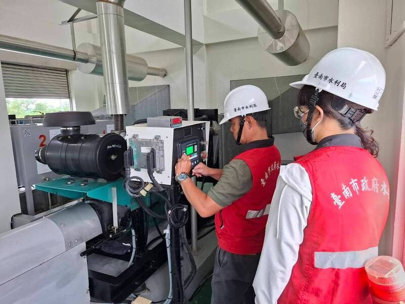 抽水站機組試運轉功能正常。(台南市政府提供) 抽水站機組試運轉功能正常。(台南市政府提供)
