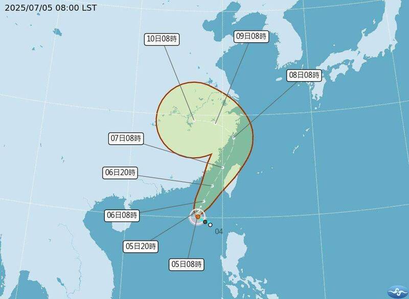輕颱丹娜絲今天海警發布。(高市府提供) 輕颱丹娜絲今天海警發布。(高市府提供)