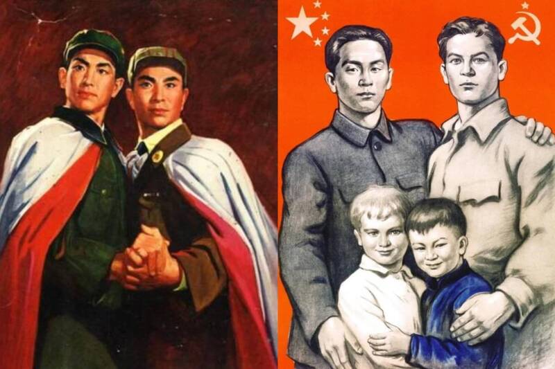 20世紀的共產主義革命期間,中共將「同志」用於稱呼黨內成員和革命戰友。(圖擷取自社群平台「X」,本報合成) 20世纪的共产主义革命期间,中共将「同志」用于称呼党内成员和革命战友。 (图撷取自社群平台“X”,本报合成)