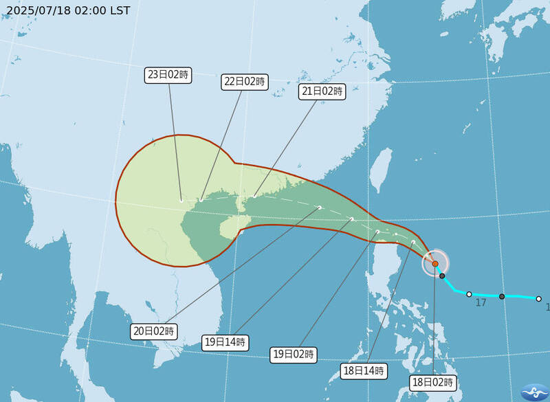 薇帕颱風路徑稍微往北移。（氣象署提供）