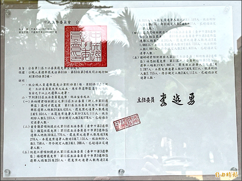 大罷免二階31：0確定 罷藍委增江啟臣5人 8/23投票