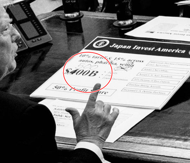 仔細看能發現「400」這個數字被川普拿筆劃掉，改成「500」的細節。（圖翻攝自Dan Scavino_X）