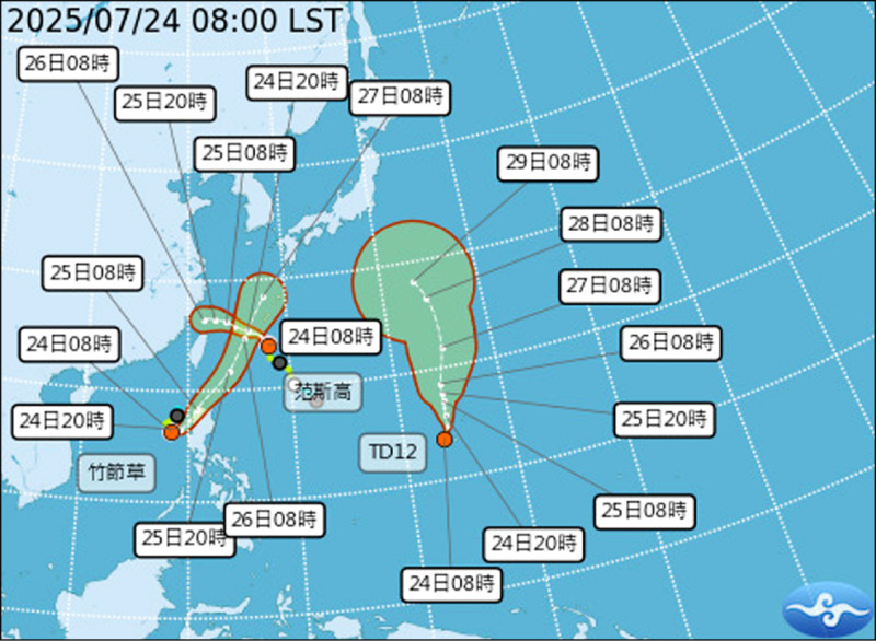 范斯高、竹節草、柯羅莎 太平洋3颱共存 明投票天氣不穩定