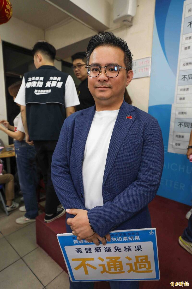 中五不同意票近張12萬 罷免黃健豪慘敗揭露民進黨執政危機