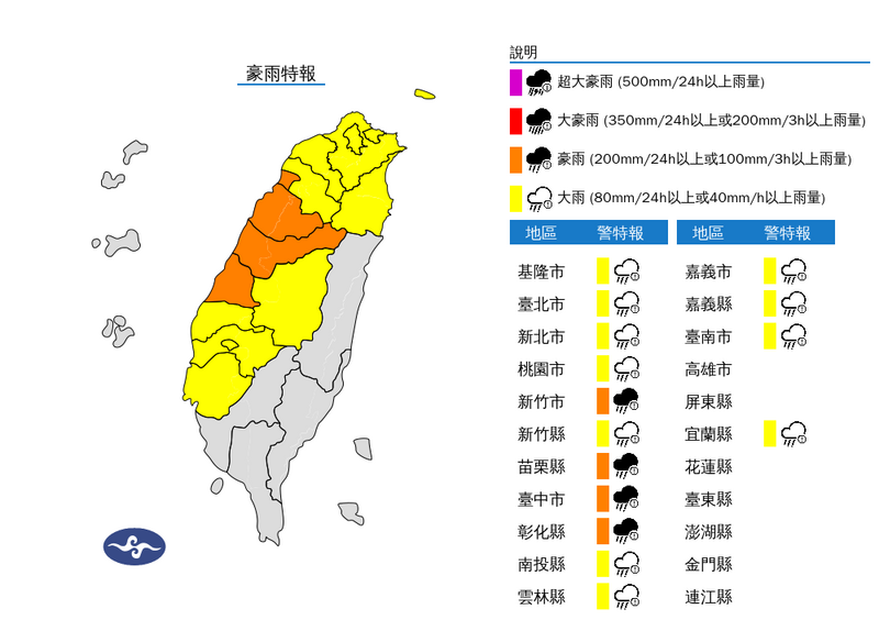 雨彈夜襲！15縣市豪、大雨特報 大雷雨轟炸苗中彰投