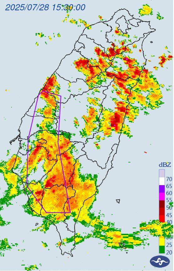 11縣市大雷雨炸裂！ 西南氣流+竹節草外圍環流旺盛對流一大片