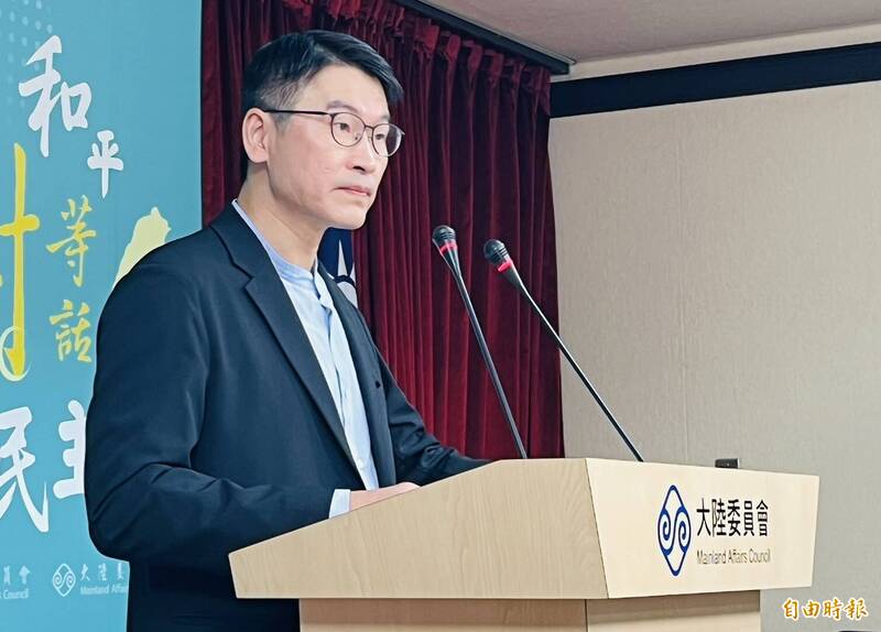 陸委會發言人梁文傑。（記者陳鈺馥攝）