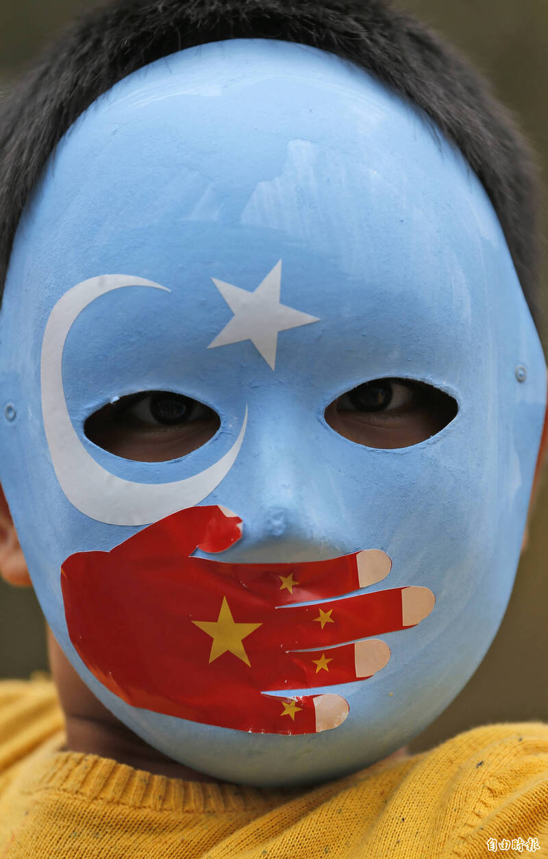 土耳其維吾爾族抗議中國政府壓迫維族人。（美聯社檔案照）