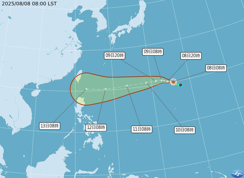楊柳颱風目前朝台灣方向前進。（取自氣象署官網）