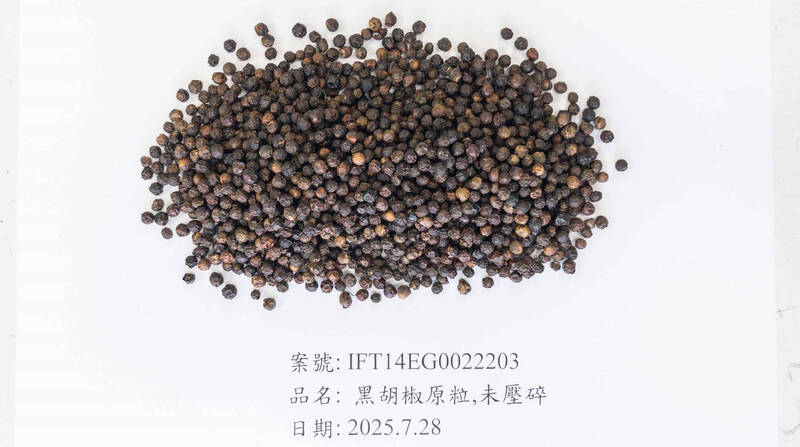 1批自越南進口的黑胡椒粒被檢出不得使用的著色劑蘇丹色素4號，全數15公噸依規定銷毀。（食藥署提供）