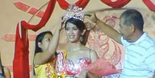 菲律賓35歲選美皇后艾奎妮生前加冕畫面。她近日驚傳遭人綁架撕票，震驚當地社會。（翻攝自臉書）