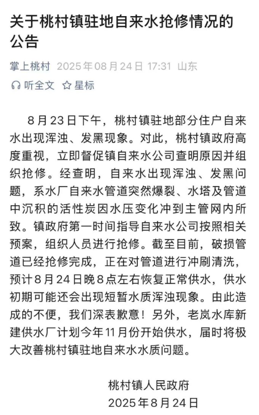 桃村鎮政府24日發布公告解釋黑水原因,大多數中網友不買單。(圖翻攝自李老師不是你老師X平台) 桃村镇政府24日发布公告解释黑水原因,大多数中网友不买单。 (图翻摄自李老师不是你老师X平台)