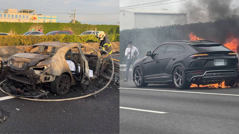 國道1號員林段再度發生火燒車  網友傳：215K超跑墳場  農曆7月開車小心
