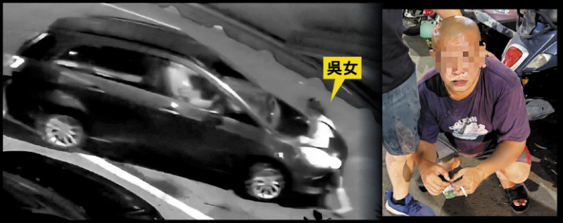 吳姓被害女子當時趴在車子引擎蓋上，遭男友王朝科拖行輾壓，送醫不治。
（警方提供）


男子王朝科涉嫌駕車拖行、輾壓吳姓女友
致死，案發後3小時落網。 （警方提供）