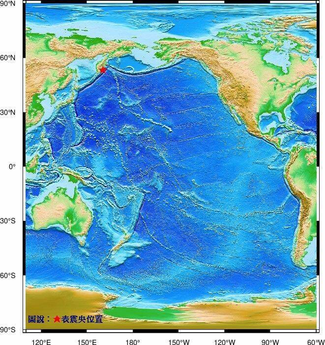 俄堪察加半島外海規模7.5地震，氣象署急4連發海嘯資訊。（取自氣象署官網）