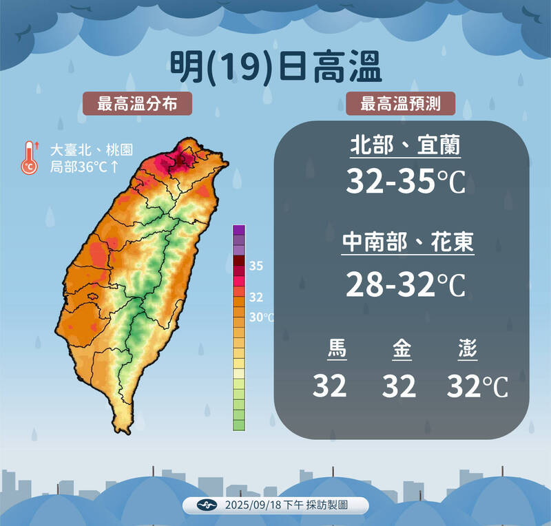 注意高溫炎熱。（氣象署提供）