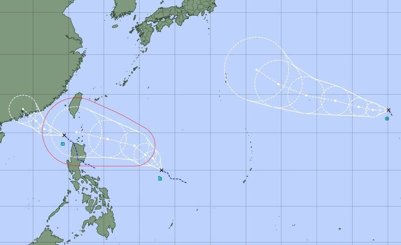目前西太平洋有3個熱帶低壓正在發展,最快今將相繼成颱。(圖擷自日本氣象廳) 目前西太平洋有3個熱帶低壓正在發展,最快今將相繼成颱。(圖擷自日本氣象廳)