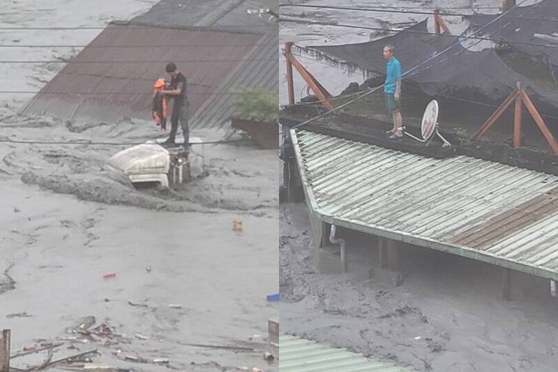 多人受困在泥流中。（圖擷自網路）