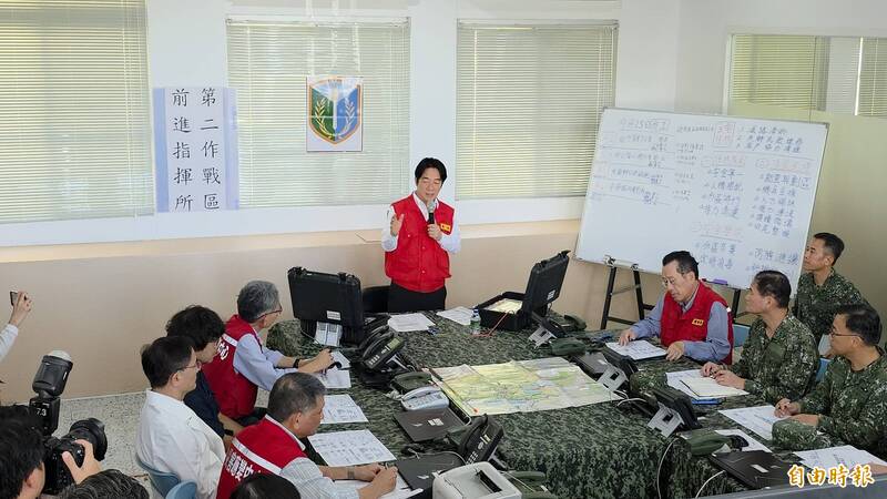 賴清德主持花蓮國軍第二作戰指揮部會議，但現場沒有縣府代表參加。（記者花孟璟攝）