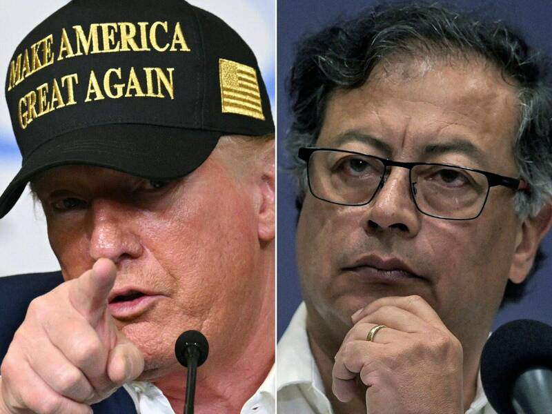 美国总统特朗普批评哥伦比亚总统裴卓（右）扫毒成绩「不及格」。 （法新社文件照）