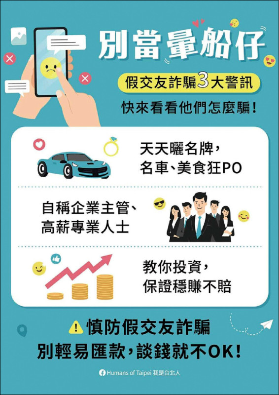 刑事警察局統計，今年已超過5千人、近5%的詐騙案件，被害人報案2次以上，假投資、假交友（先交友，再投資詐財）及網路購物詐騙，易發生被害人重複受害情形。（記者劉慶侯翻攝）