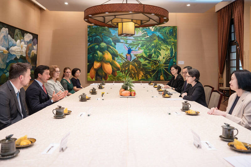 為歡迎貴賓來訪，此次特別安排在台灣虹廳與訪賓會面。（總統府提供）