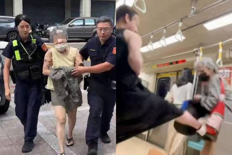 曾姓婦人日前在北捷因優先席與年輕乘客爆發衝突，昨日更因竊盜通緝而被警方逮捕，繳納罰金後重回自由。（本報合成，記者王冠仁翻攝、擷取自Threads）